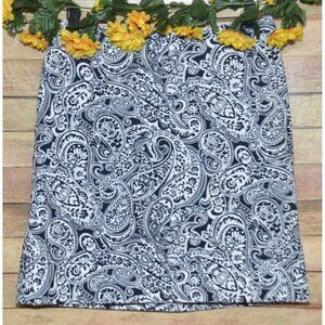 Talbots Petites Ladies Blue White Paisley Knee Length Pencil Skirt Size 6 6P